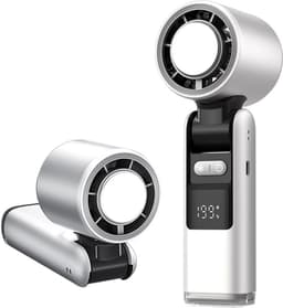 LISM-Mini draagbare airconditioner, opvouwbare ventilator met LED-scherm en koelfunctie, 1-199 ventilatorsnelheden, 3600mAh turbineventilator met hals, Geschikt voor buiten, kamperen en kantoorgebruik - wit. — thumbnail 1
