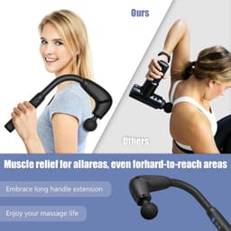 Thijox - Massagepistool met Verlenggreep, U-vormig Diepweefselpercussie Massageapparaat voor Nek, Schouder en Benen - 4 Massagekoppen, 6 Snelheden, Dr — thumbnail 5