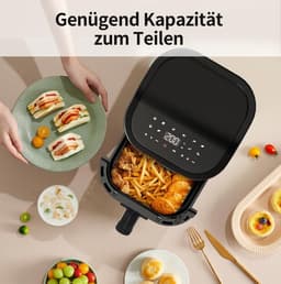 Airfryer - Heteluchtfriteuse - Gezond Koken - 10 Functies - 4.5 Liter - Zwart — thumbnail 3