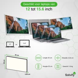Portable Monitor 2x 14 inch Full HD - Tri Screen Laptop Scherm Uitbreider - Extra Scherm Laptop - Draagbare Monitor - Plug & Play - Solvify — thumbnail 2