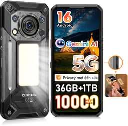 Robuuste smartphone - OUKITEL WP500 - 6,78'' FHD+ scherm - 32GB RAM - 1TB ROM - 10000 mAh 45W - 5G Dual SIM - NFC GPS 2026 nieuw - Zwart — thumbnail 1