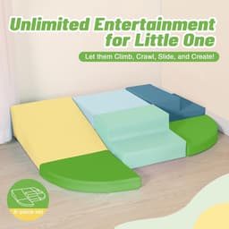 Set van 6 Schuimrubberen Klimblokken voor Kinderen: PU-leer Zachte Klimspeelgoed Speelset voor Kleine Kinderen - Montessori-speelgoed Grove motoriek Dubbele Ladderset — thumbnail 3