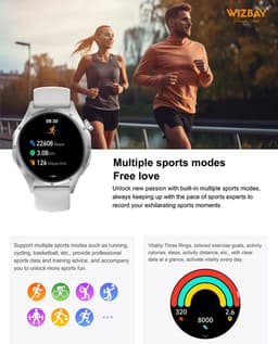 WizBay Premium Select® Smartwatch 1.52 Inch – Business Black – HD IPS Display – Bluetooth Bellen – FitCloud Pro – Sport & Gezondheid — thumbnail 5