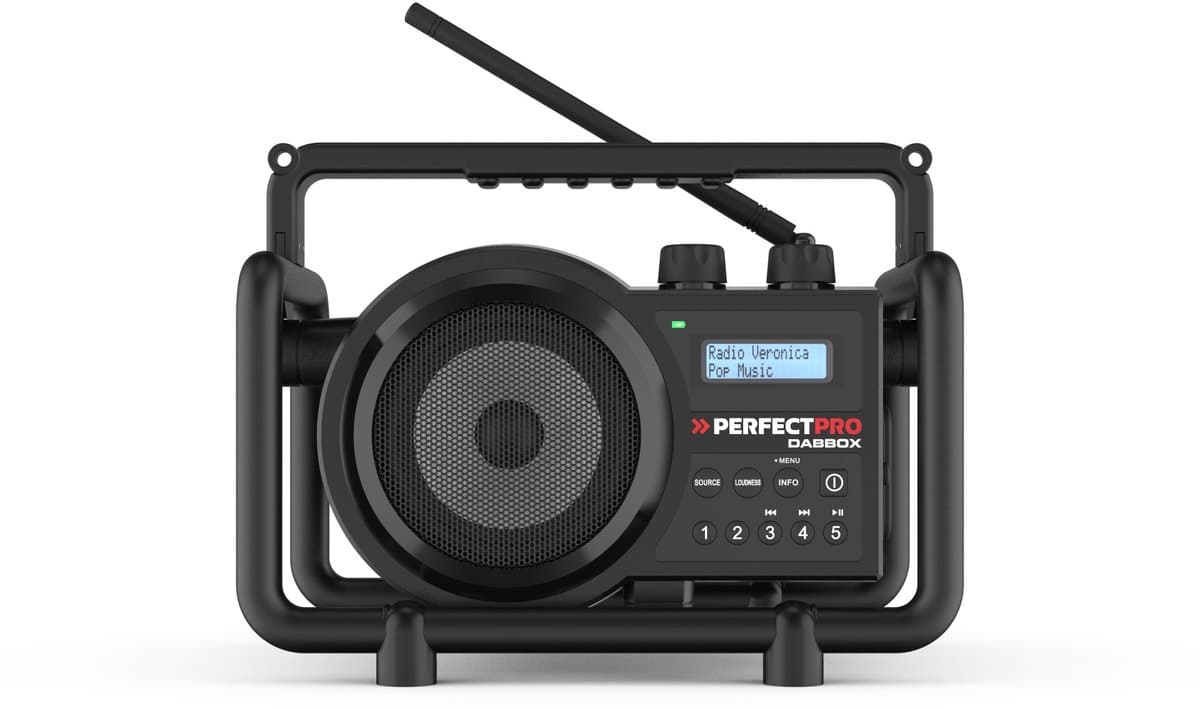PerfectPro DABBOX Bouwplaats Radio - FM en DAB+ - Bluetooth - AUX - Oplaadbaar - IP54 - DBX3 — afbeelding 1
