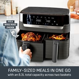 Digitale Luchtfriteuse - Dubbele Zone Airfryer - Sneller Koken - Twee Laden Tegelijk - 83 Liter Capaciteit - Antraciet — thumbnail 3