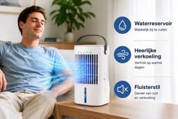 Mobiele airco zonder Slang & Afvoer- 3-in-1 - 4 Snelheden - Mini Ventilator - Draagbare Aircooler - LED Verlichting- Aircoventilatoren - Voor Slaapkamer & Woonkamer - Wit — thumbnail 5
