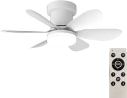Stille Plafondventilator met Licht - Afstandsbediening - 50W - Plafondventilatorlamp - APP - Woonkamer - 6 Snelheden - 3 Bladen - Wit - 66 cm — thumbnail 1
