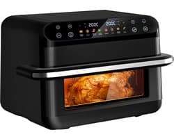 Fukstern Airfryer XXL 11L – Grote Airfryer met Flexibele Basket, Uitneembare Scheidingswand & Kijkvenster – Touchscreen – Onafhankelijke Temperatuurregeling – 2600W – 8 Programma's – PFAS-vrije Metalen Anti-aanbakmand – Zwart
