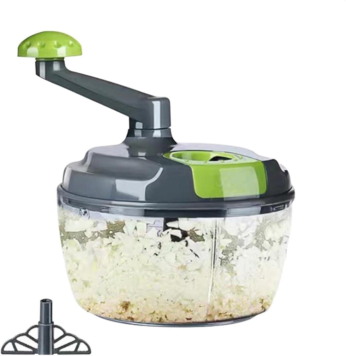 Handmatige Keuken Chopper - Groente Hakker - Maaltijd Voorbereiding - Inklapbare Slinger - 18.5 x 18.5 x 22 cm - Grijs — afbeelding 1