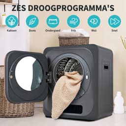 Mini Wasdroger - Compacte Afvoerdroger - 4kg - UV-Desinfectie - 6 Programma's - RVS Trommel - Kleine Ruimtes - 62x52x46cm - 850W — thumbnail 4