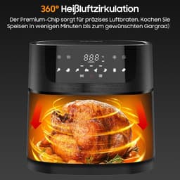 Heteluchtfriteuse XXL - Airfryer - Gezond Koken - Groot Kijkvenster - 9 Liter - Zwart — thumbnail 5
