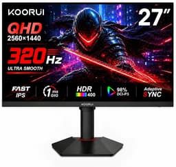 KOORUI 27 Inch Gaming Monitor G2721E- QHD 2560*1440 - 320Hz Fast IPS - 1ms - HDR400 - 98% DCI-P3 - HDMI 2.1 & DisplayPort 1.4 - Zwart — thumbnail 1