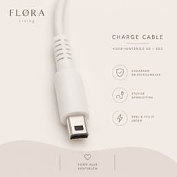 FLØRA Living Nintendo 3DS Oplader – 120 cm – Geschikt voor DSi, New 2DS XL & New 3DS XL – Compacte Game Console Lader – Universeel Oplaadkabel — thumbnail 2