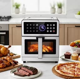 Airfryer Oven 8L RVS – 1700W – 12 Kookprogramma’s – Touchscreen Display – Timer – Kinderslot – Heteluchtfriteuse — thumbnail 5