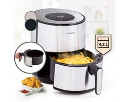 Klarstein Heteluchtfriteuse, Air Fryer om te Frituren, Friteuse met Touch-Bedieningspaneel, Timer, Instelbare Temperatuur & 8 Programma’s, Airfryer voor Luchtfrituren, Heteluchtfriteuse zonder Olie, 1500 W, 4,3L