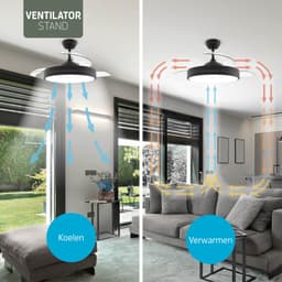 Varin® Smart Plafondventilator met verlichting - Zwart - Tuya Wifi - LED 36W RGBW - Ø 50cm/108cm - Super stil - Smart lamp - Plafondlamp slaapkamer - Plafonniere woonkamer - Plafondlampen - Plafond lamp - Verlichting kinderkamer - Ventilator — thumbnail 3