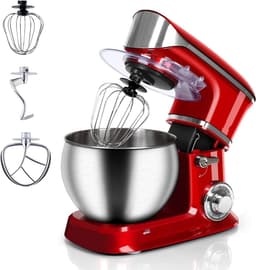 Keukenmachine - Mixer Bakken - Eten Bereiden - Gietijzeren Behuizing - 1900W - Rood — thumbnail 1