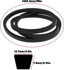 SnelShoppen - Molen V-riem 754-0230 voor MTD 44 inch grasmaaier - vervangende rubberen riem voor MTD Super 18 HN en 117N - 1422,4 mm lengte — thumbnail 3