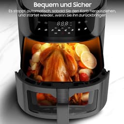 Heteluchtfriteuse XXL - Airfryer met venster - Gezond koken - 8 programma's - 9 liter capaciteit - Zwart — thumbnail 5