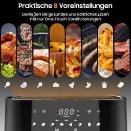 Heteluchtfriteuse XXL - Airfryer met venster - Gezond koken - 8 programma's - 9 liter capaciteit - Zwart — thumbnail 2