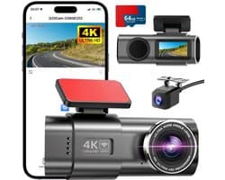 QORA® Dashcam voor Auto Voor en Achter - Dashcam - Zwart - 4cm x 10cm x 5cm