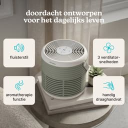 Homedics WhisperPure Luchtreiniger - Hepa en Koolstof Filter - Ruimtes tot 42m² - Met Geurtray - 3 Ventilatiestanden - Air Purifier - Groen — thumbnail 5