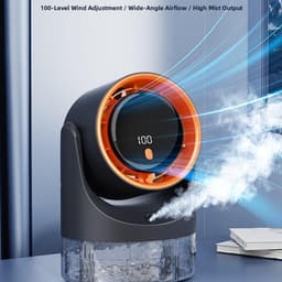 Draagbare airconditioner met 100 snelheden en 450 ml watertank - 4,5 W USB-C voor mini-verdampingskoeler voor thuiskantoor, camping, auto, slaapkamer - grijs — thumbnail 2