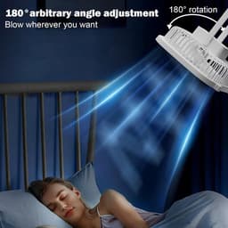 Kleine ventilator - Tafelventilator LED - Koelte Buiten - 4-in-1 Multifunctioneel - 10.6 x 19.4 cm - Wit — thumbnail 4