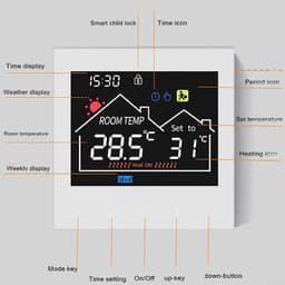 Slimme Thermostaat - Verwarming Regelaar - Comfort Verhoging - HD Display - 16A - Wit — thumbnail 3