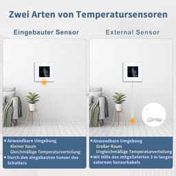 Slimme Inbouwthermostaat - Digitale Kamerthermostaat - Comfortabel Wonen - App en Spraakbediening - 8.3 x 8.3 x 5.5 cm - Wit — thumbnail 4