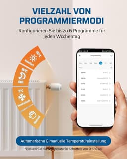Slimme Thermostaat - Verwarming Regelaar - Energie Besparen - App Bediening - 5.24 x 5.24 cm - Wit — thumbnail 5