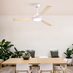 Epochglo Plafondventilator met Verlichting en Afstandsbediening 132 cm, Stille DC Motor, In hoogte verstelbaar, 3 Bladen Tweezijdig (Wit / Lichte Houtnerf), RGB, Dimbaar 3000K-6000K, 6 Standen & Timer, Zomer- en Winterstand voor Slaapkamer, Woonkamer — thumbnail 5