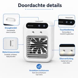 Mobiele Airco - 3-in-1 Luchtkoeler - Draagbare Aircooler met Verneveling - Oplaadbare Ventilator met Waterreservoir - Voor Thuis en Kantoor - Wit — thumbnail 5