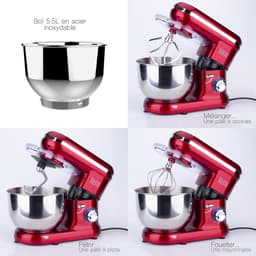 Keukenmachine - Mixer Banketbakker - Deeg Kneden - Planeetmengsysteem - 5.5 liter - Rood — thumbnail 3