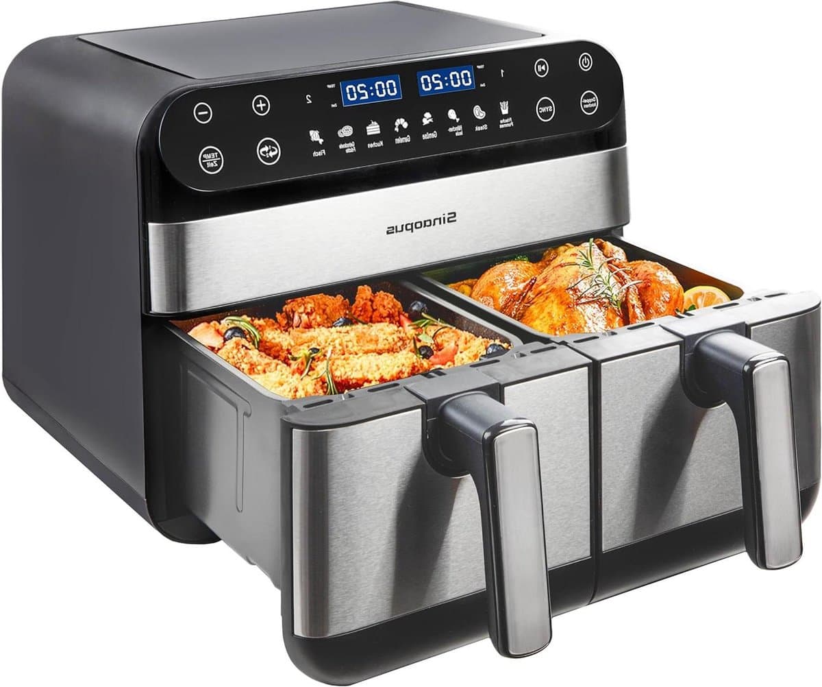 Heteluchtfriteuse XXL - Airfryer Dubbele Mand - Gezond Frituren - Dubbele Frituurmand - 10 Liter - Zwart — afbeelding 1