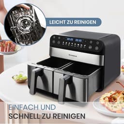Heteluchtfriteuse XXL - Airfryer Dubbele Mand - Gezond Frituren - Dubbele Frituurmand - 10 Liter - Zwart — thumbnail 4