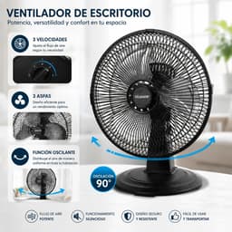 House Of Atelier - Ventilator - Tafelventilator - Verstelbare Luchtstroom en Kantelhoek - 90° Oscilatie - Snelheden - 30 cm — thumbnail 2