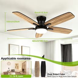 Archi Plafondventilator Met LED-Verlichting – Ventilator - 6 Snelheden – Omkeerbare Stille DC-Motor – Afstandsbediening – Timer — thumbnail 4