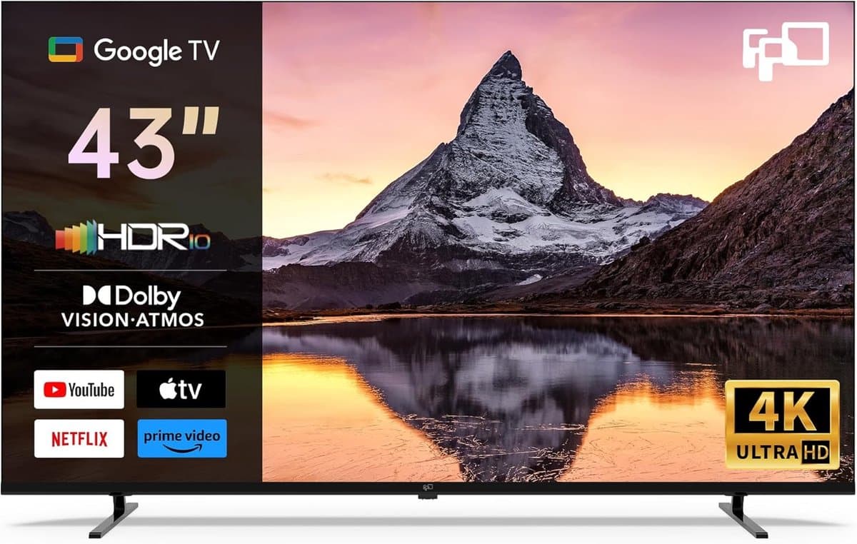 Smart TV 43 inch 4K UHD televisie Google TV met HDR10 Dolby Audio Bluetooth HDMI 60Hz — afbeelding 1