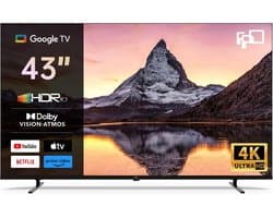 Smart TV 43 inch 4K UHD televisie Google TV met HDR10 Dolby Audio Bluetooth HDMI 60Hz