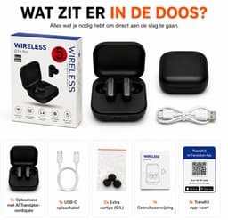 AI TWS Translator Pro Draadloze Vertaal Oordopjes - Real-Time AI Vertaling via TransKit App - Bluetooth 5.4 - HD Noise Reduction - 360° Stereo - USB-C - Witte — thumbnail 4