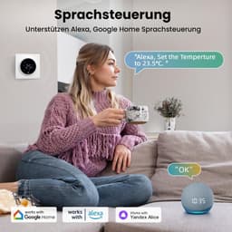 Vloerverwarming Thermostaat - Slimme Kamerregelaar - Energie Besparen - App en Spraakbediening - 10.6 x 9.4 x 6.9 cm - Wit — thumbnail 5