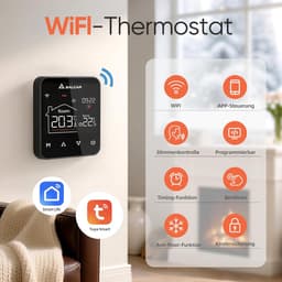 Slimme Thermostaat - Verwarming Regelaar - Energie Besparen - App Bediening - 3A - Zwart — thumbnail 3
