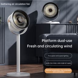 KZQ USB Oplaadbare Vloer- En Bureauventilator In Hoogte Verstelbaar Draagbaar Grijs — thumbnail 2