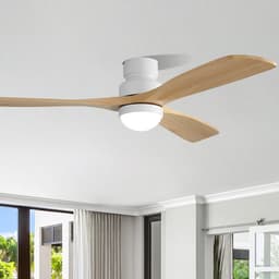 Plafondventilator Met Lamp - 3 Hout Bladen - Ø 52 inch - Dimbare lamp - Met Afstandsbediening - 3 kleurtemperaturen - Geluidsarme werking - LED's Light - Wit, Natuurlijke houtkleur — thumbnail 5