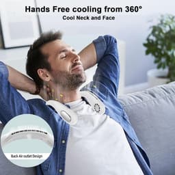 Draagbare nekventilator, 5000 mAh, USB oplaadbaar, persoonlijke nekventilator, 5 snelheden (groen) — thumbnail 3