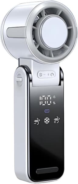 Draagbare ventilator voor op reis - draagbare nekventilator, handventilator, licht, stil, outdoor, meerdere snelheden, voor thuis, camping, , wandelen - wit — thumbnail 1