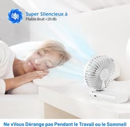 Mini draagbare ventilator, handventilator, kleine reisventilator, oplaadbare handventilator met 3 snelheden, persoonlijke ventilator voor buitengebruik, reizen, kantoor, kamperen (wit) — thumbnail 4