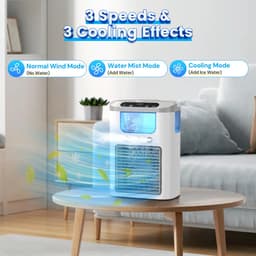 Mini-airco / draagbare koelventilator (1200 mAh accu), 600 ml watertank, compact ontwerp met nachtlampje (7 kleuren), 3 vernevelingsstanden, oplaadbaar — thumbnail 4