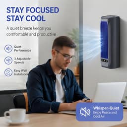 Oplaadbare Wandventilator - 3000mAh Batterij - 3 Stille Snelheden - USB voor Slaapkamer — thumbnail 4